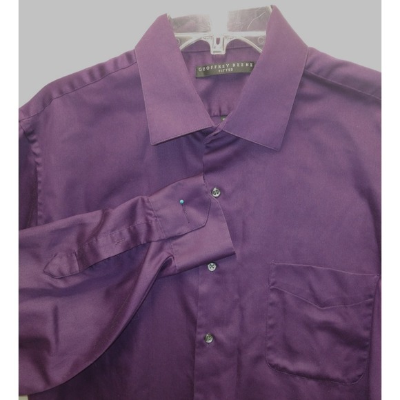 MENS GEOFFREY BEENE LONG SLEEVE DRESS SHIRT, SIZE 16.5, 34/35 EGGPLANT COLOR - Picture 3 of 9